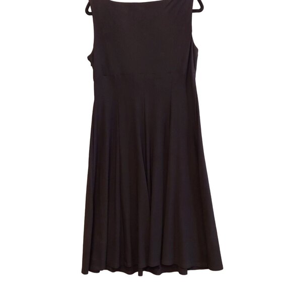 Dressbarn Womens 12 MidiDress Black V Neck Fit Flare Career Stretchy  Date Party - Picture 2 of 9